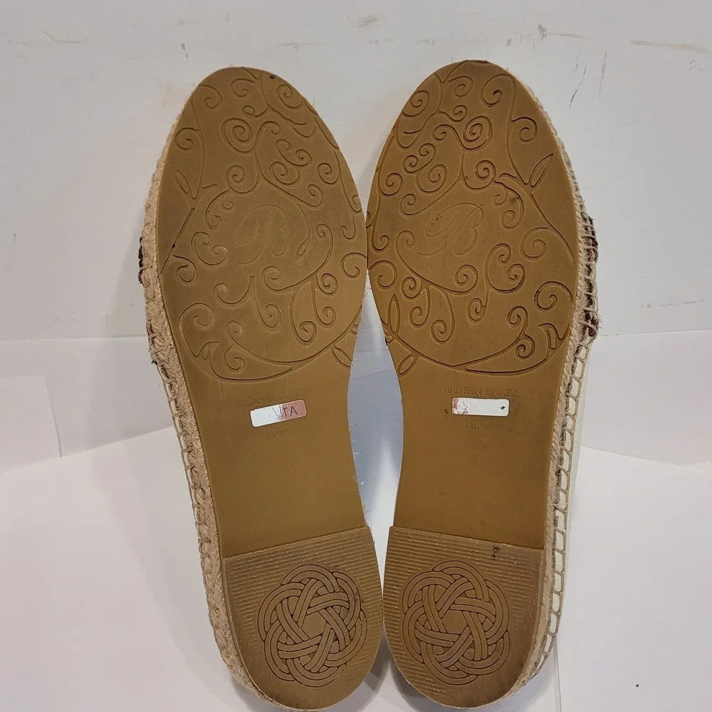 Brighton Cream‎ Leather Espadrille Flats Brown Braided Knot Detail Size 10M